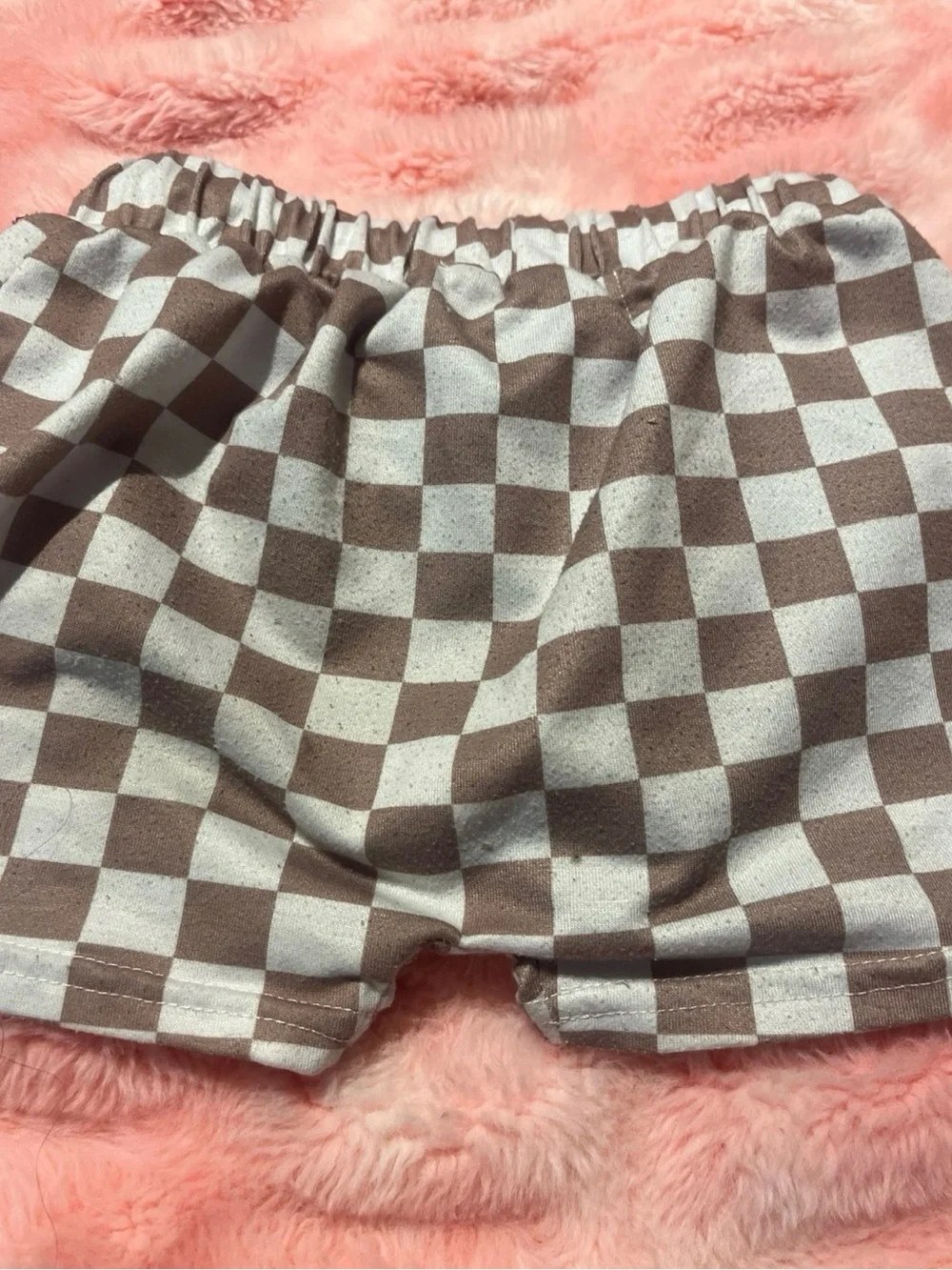 Kids Checkerboard Smile Pajama Set - Brown & White